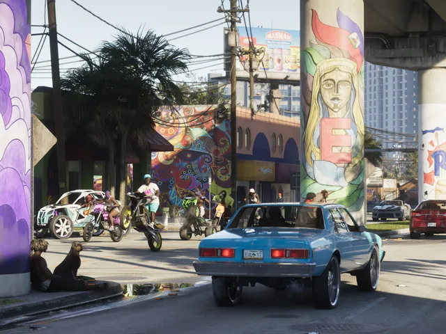 Street traffic in Vice City in an official GTA VI screenshot