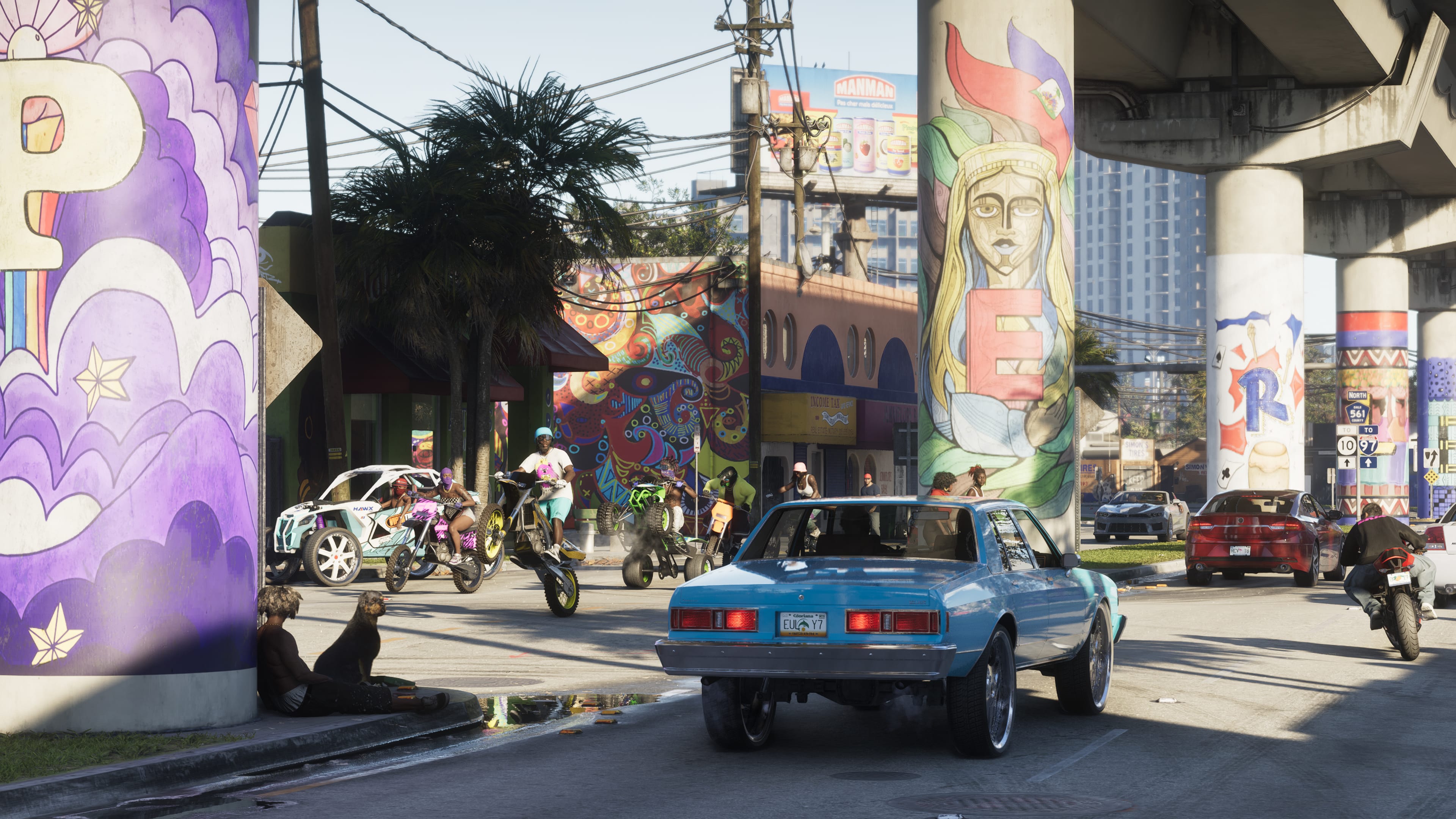Official GTA VI Vice City street-level artwork used for the unconfirmed first-person camera guide